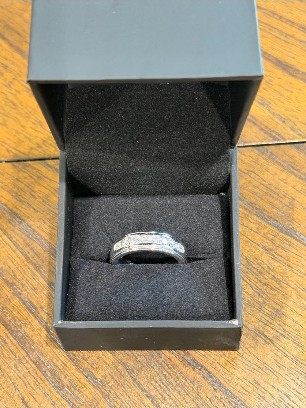 Men's gold Band Ring with Diamond Stones